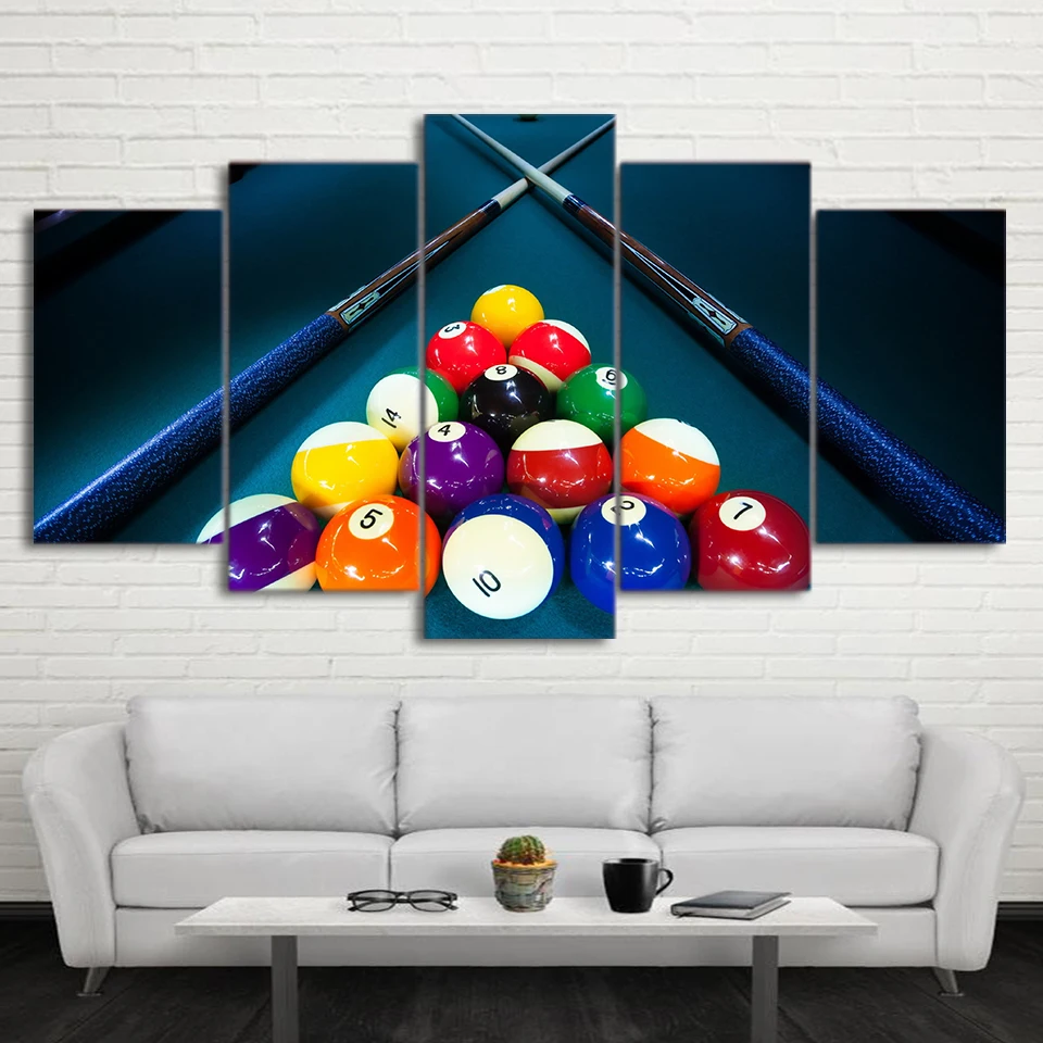 

ArtSailing 5 Piece canvas art billards sports painting HD pictures wall art Home Decoration for Living cu-1733B