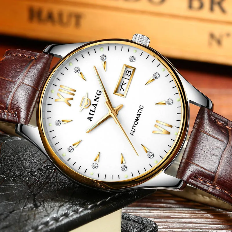 

2019 new Ultra-thin simple classic men mechanical watches business waterproof watch luxury brand genuine leather automatic watch