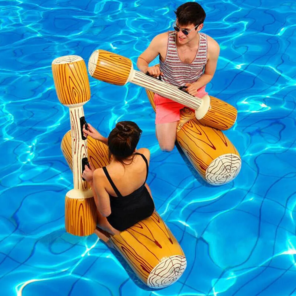 

4PC New Summer Outdoor Beach Pool Inflatable Double Beat Swim Log Stick Set Ring Pool Water Sports Beach