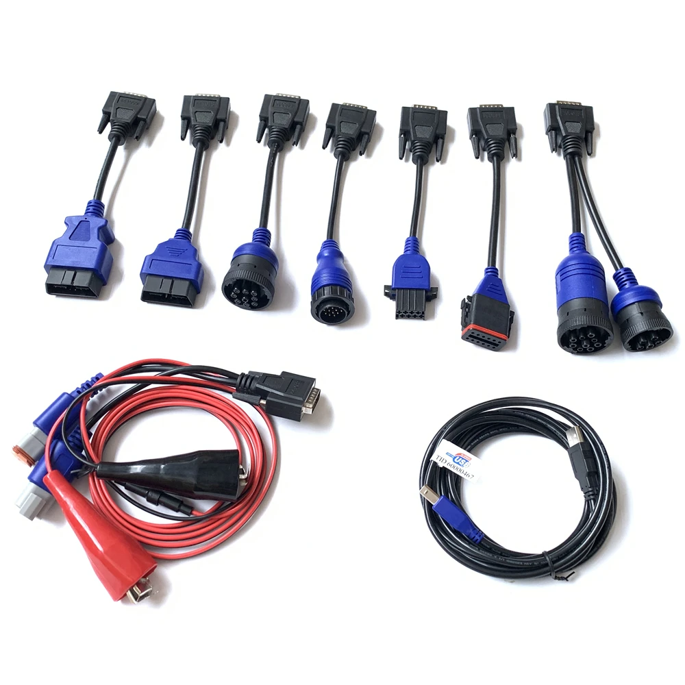 

DHL Shipping NEXIQ Cables Full Cables for NEXIQ USB Link 125032 NEXIQ 2 Truck Diagnostic Tool 9 Cables Diesel Truck Connectors