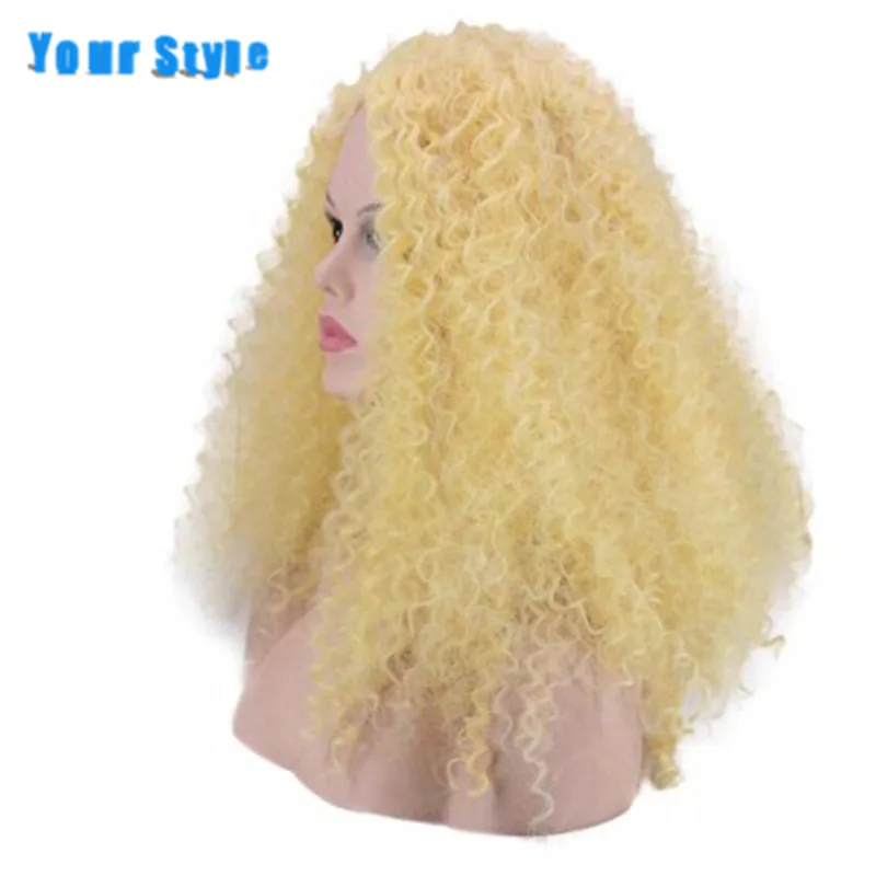 

Your Style 5 Colors Kinky Curly Wig Synthetic Cosplay Wig Orange White Green Color High Temperature Fiber