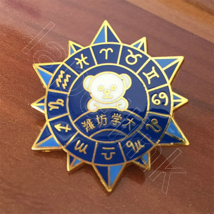 

cute enamel star shaped badges,enamel twelve constellations star pin badges metal zinc alloy,west constellation pin with bear