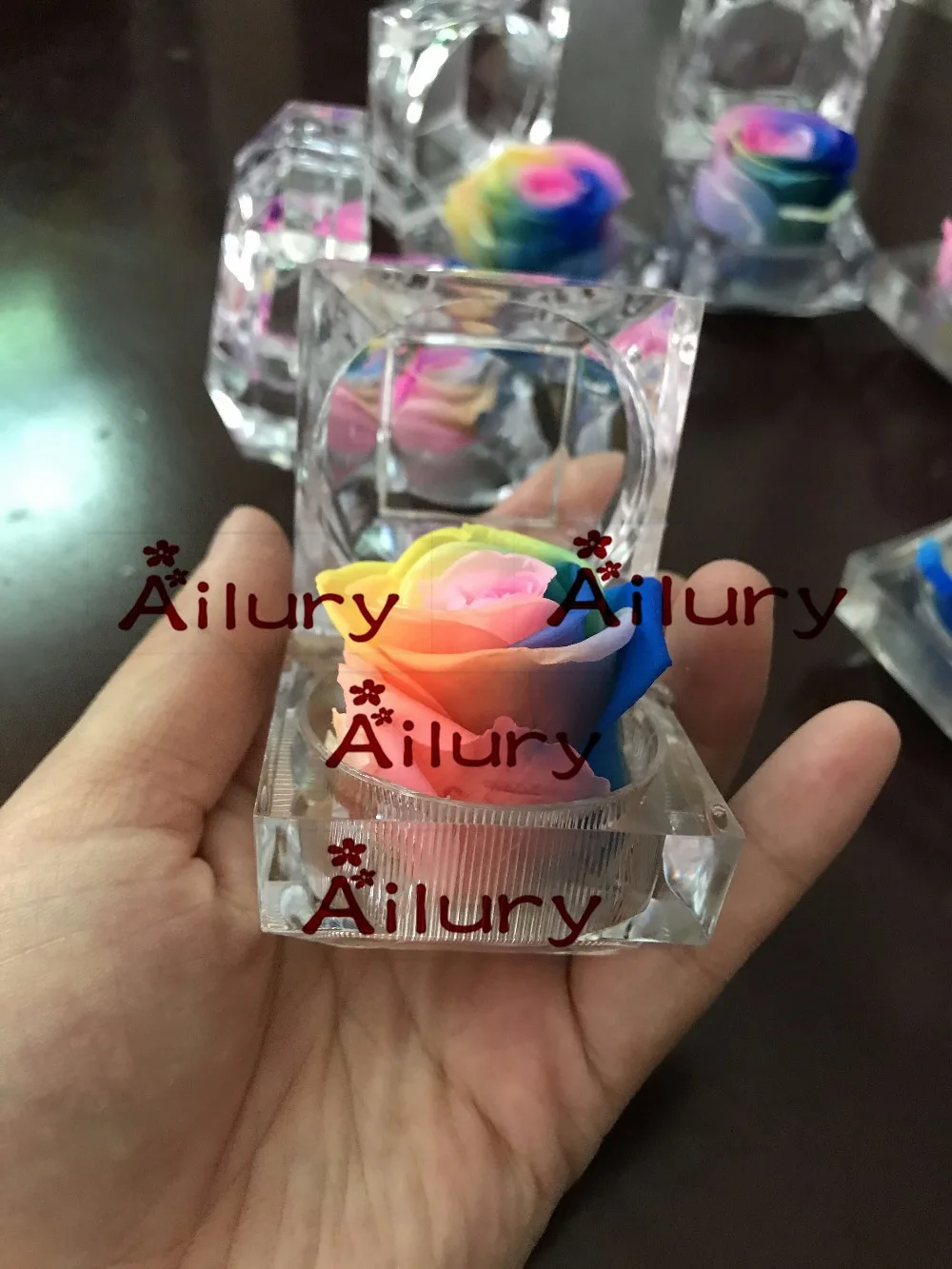 2 шт. Сохраненная Радужная Роза акриловая коробка для колец. Красочный сухой