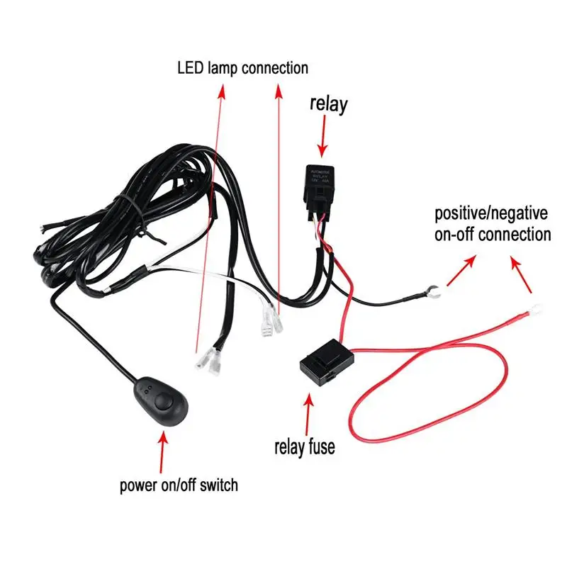 Oslamp комплект проводов реле жгута с переключателем/комплект жгутов проводов с предохранителем и реле для внедорожника светодиодный светильник для вождения 12 в 24 В