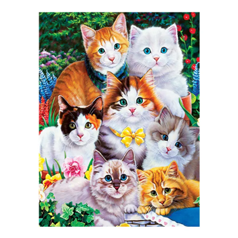 

Diamond painted cross stitch / full round diamond embroidery flower cat mosaic sticker home