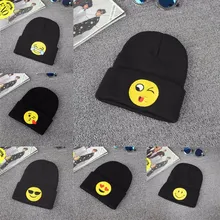 Emoji Knit Beanie Invierno Niño Tapa Sombrero Caliente Unisex de Hip Hop Ajustable