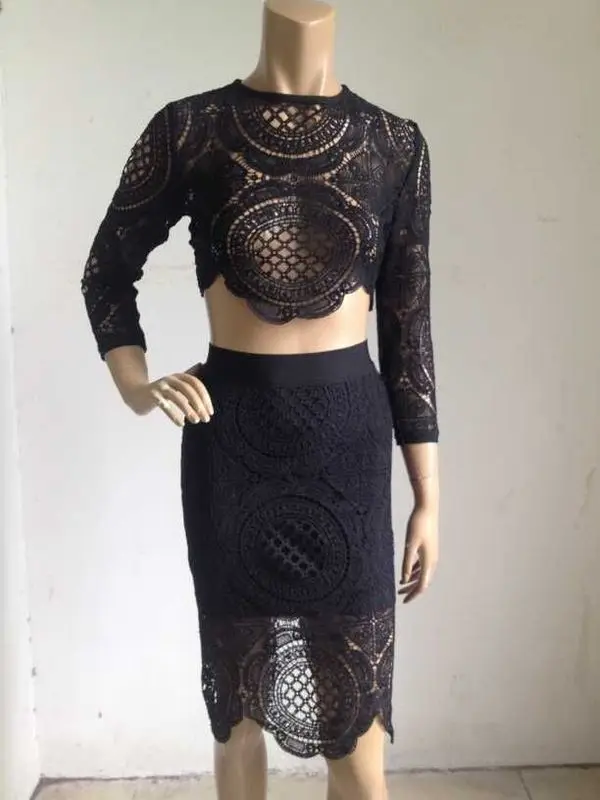 2 Colors White Black Newest White Lace Long Sleeve 2 pieces Set Bandage Dress Cocktail Party Bodycon Dress long-white-lace-dress 2 Colors White Black Newest White Lace Long Sleeve 2 pieces Set Bandage Dress Cocktail Party Bodycon Dress long-white-lace-dress