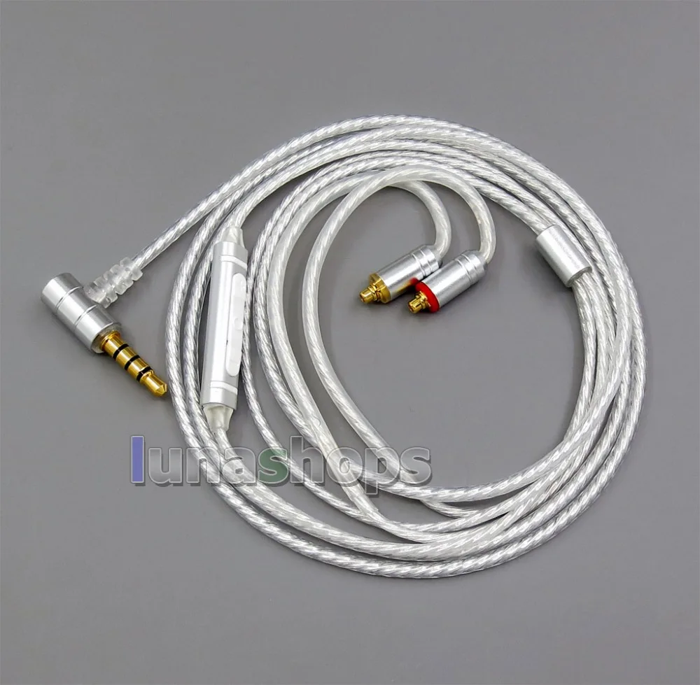 LN006032 Экранирование микрофона дистанционного чистый посеребренный кабель для наушников для Shure se535 se846 5 6 8 BA арматура MMCX