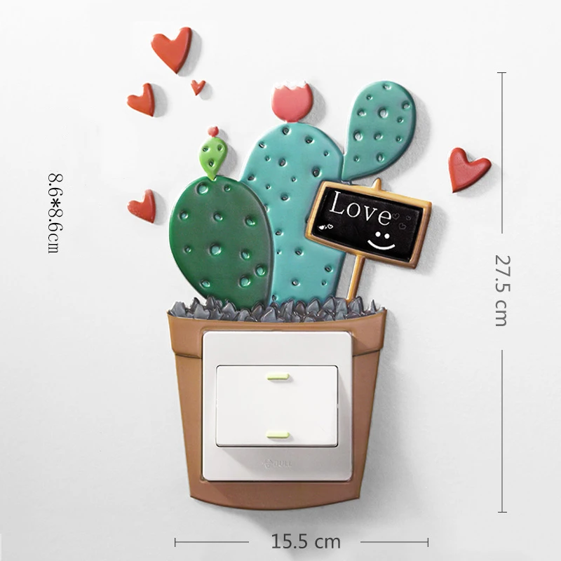 

Green Plant Stereo Night Light Switch Sticker Remoable Wall Sticker For Kids Baby Nursery Home Decal Murla Decor