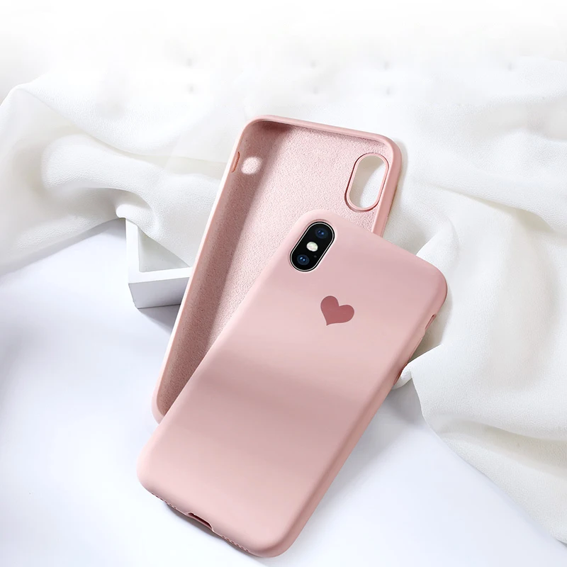Силиконовый чехол для телефона iPhone X XR XS Max 6 6S 7 8 Plus с сердечком эластичные