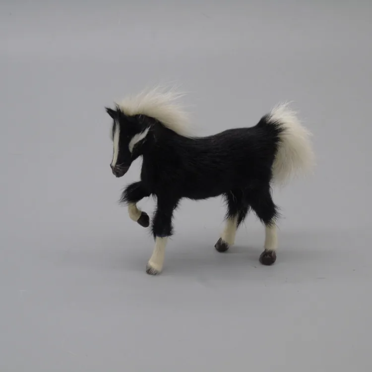 

simulation cute black horse 11x4x10cm model polyethylene&furs horse model home decoration props ,model gift d508