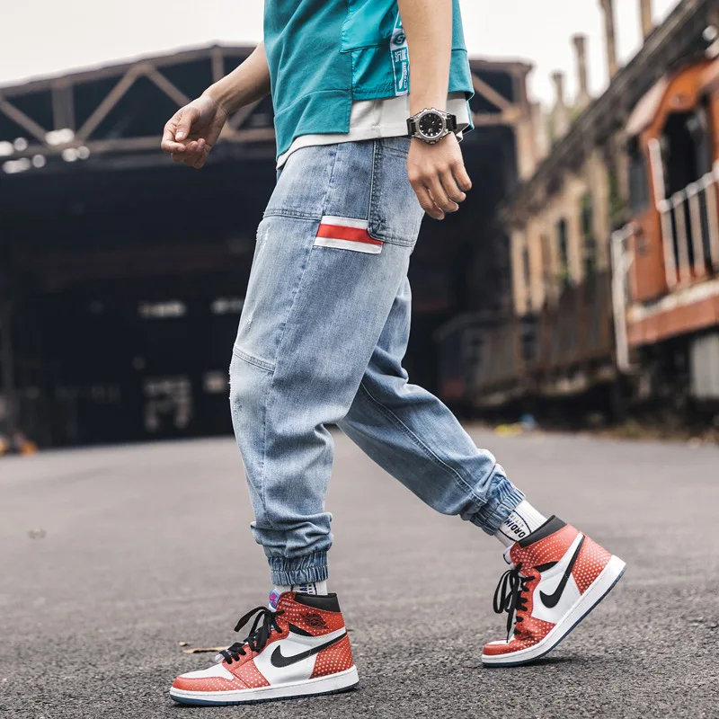 Moda Streetwear de los hombres pantalones vaqueros empalmado de rojo  Pantalones anchos a rayas suelto Jeans hombres holgura inferior Joggers de  Hip Hop pantalones vaqueros - AliExpress Ropa de hombre