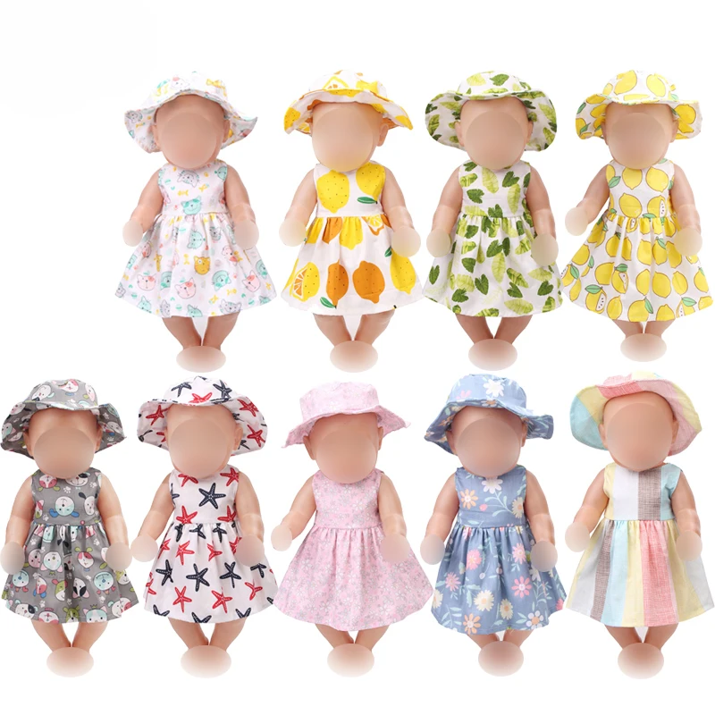 

Doll clothes fashionable Multiple dresses + hats many style fit 43 cm baby dolls and 18 inch Girl dolls f490-f498