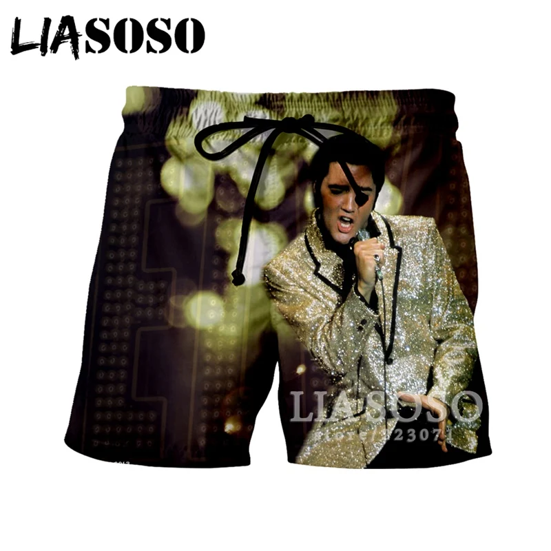 LIASOSO летние новые мужские и женские шорты с 3D принтом певица Элвиса Пресли милые забавные пляжные фитнес повседневные модные шорты в стиле хип-хоп A012-8