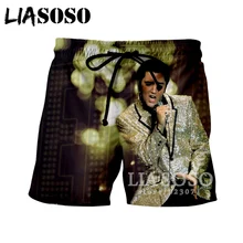 LIASOSO летние новые мужские и женские шорты с 3D принтом певица Элвиса Пресли милые забавные пляжные фитнес повседневные модные шорты в стиле хип-хоп A012-8