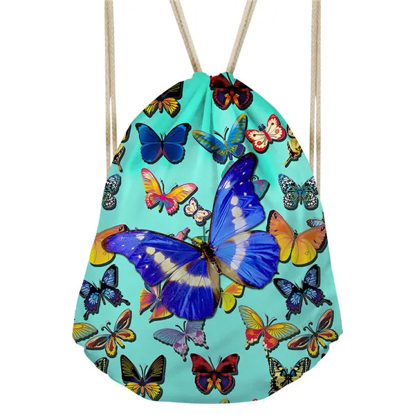 FORUDESIGNS/фитнес-Йога Спорт женский рюкзак мешочек с кулиской 3D с принтом бабочки женские дорожные пляжные сумки для хранения девочек - Цвет: CC3093Z3