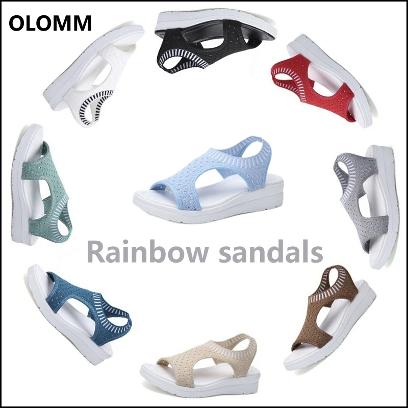 

OLOMM 2019 Sandals Women Summer Shoes Peep Toe Casual Flat Sandals Ladies Breathable Air Mesh Women Platform Sandals Sandalias