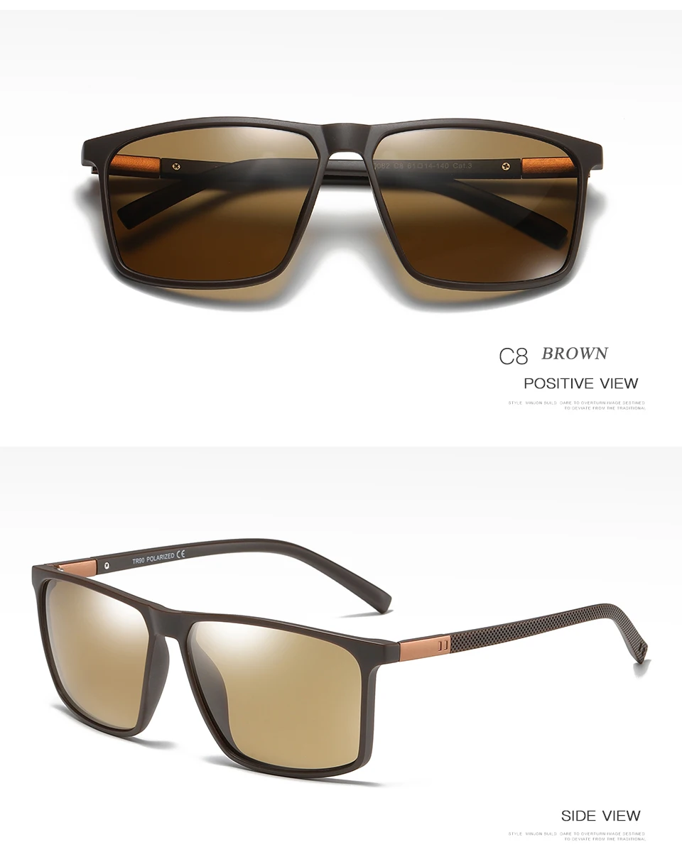 Ruosyling, мужские солнцезащитные очки, квадратные,, люксовый бренд, TR 90, квадратная оправа TAC 1,1, поляризационные, мужские солнцезащитные очки, Ретро стиль, UV400, для вождения