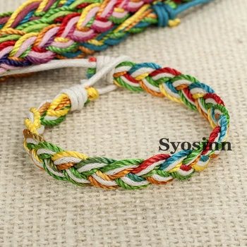 

ABL108(120), Bohemian Brazil Cheap Colorful Rainbow Handmade Weave Woven Braided Rope String Strand Friendship Bracelet