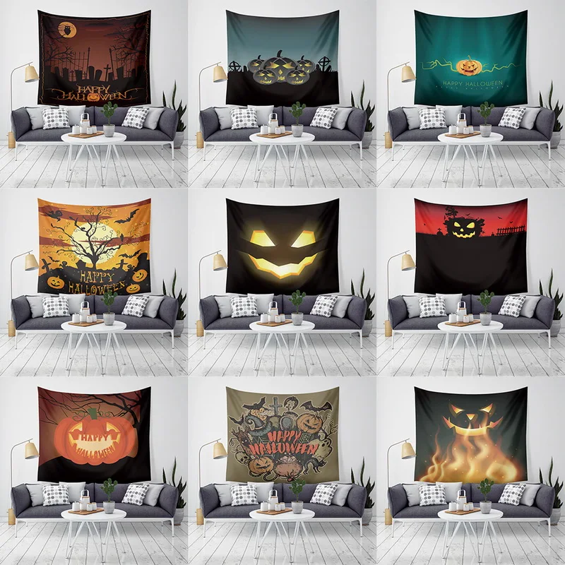 

Urijk Halloween Party Tapestry Night Moon Microfiber Fabric Wall Hanging for Kid Decoration Black Bedlinen Pumpkin Sheet