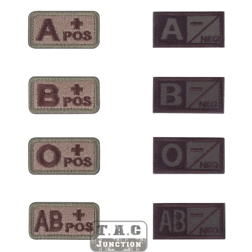 

Tactical AB Positive/Negative Identify Blood Types Patches Military Medical Alert Armband Badge for BDU Cloth Backpack Cap