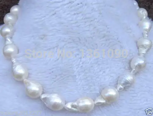 

00623 STUNNING 18-20mm AAA SOUTH SEA WHITE BAROQUE PEARL NECKLACE 18" SILVER clasp