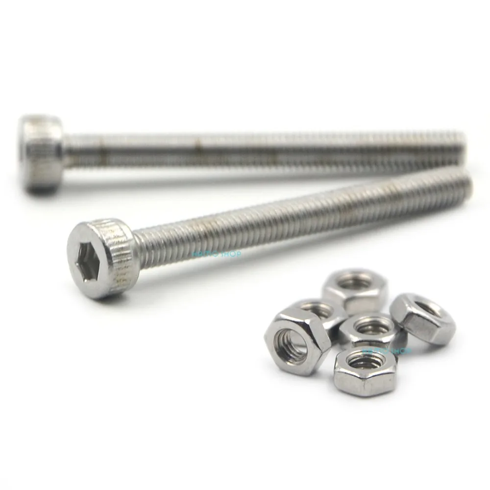 

50pcs M3x30mm Stainless Steel Allen Hex Socket Head Cap Fastener Thread Screw Bolts + 50pcs M3 Nuts