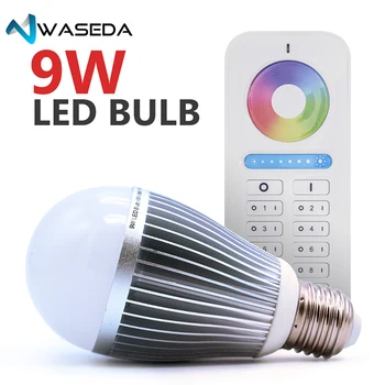 

Waseda 2.4GHz wireless 9W RGB+CCT smart bulb AC100-240V 6-ZONE remote control e27 e26 dimmer LED bulb dimmable lamp RGBW/RGBWW