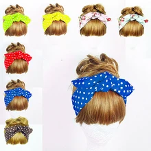 Women s Fashion Knotted Bow Polka Dot Floral Headband Hair Band Head Wrap Turban