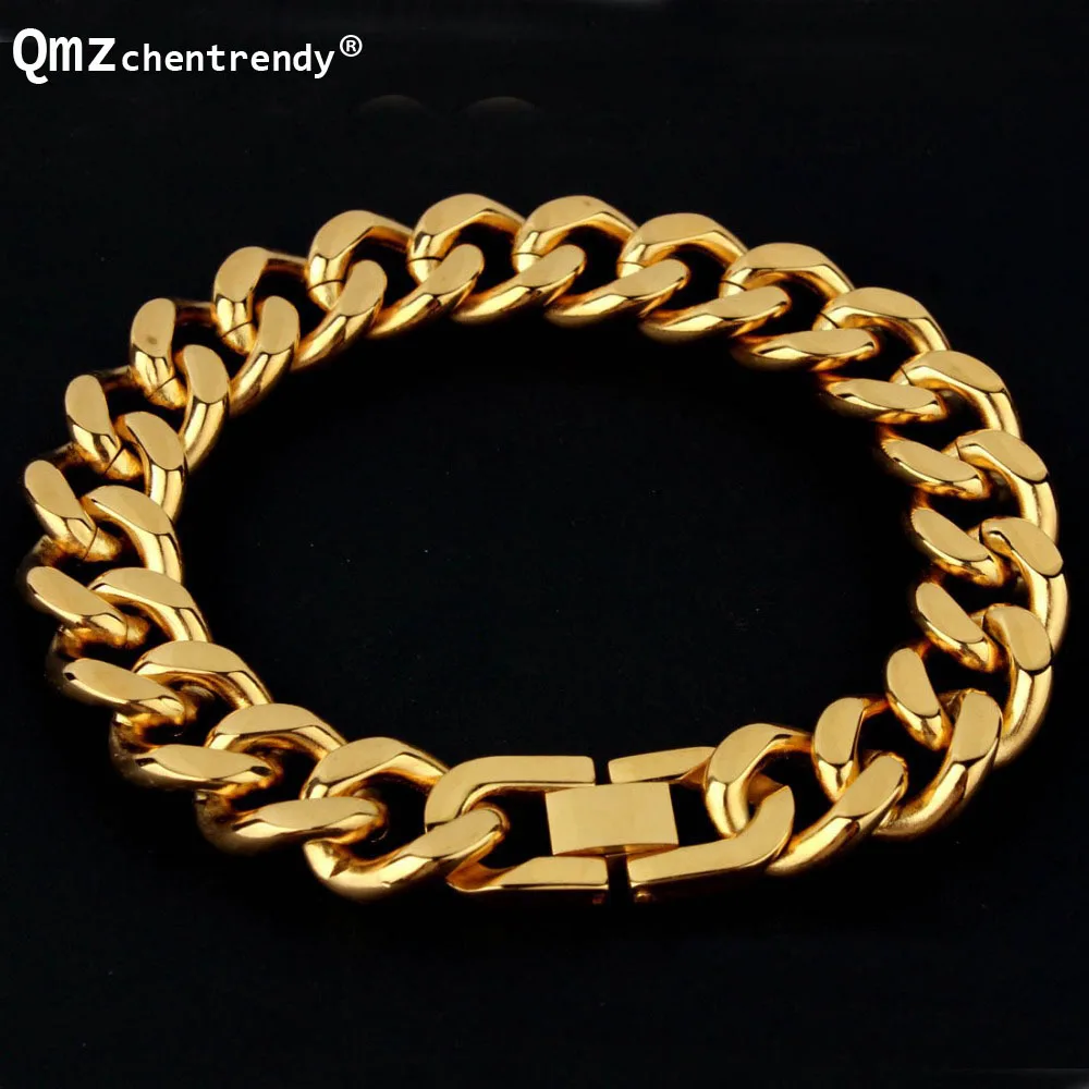 Stainless Steel Cuban Curb Link Chain Bracelet Men Women Hip Hop Jewelry  ZBDE 