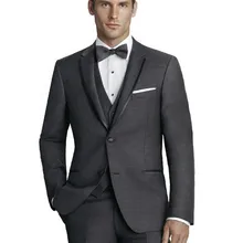 Костюмы Под заказ темно-серый смокинг для Свадебная официальная одежда комплект из 3 вещей для мужчин