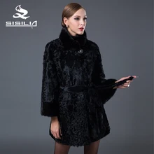 SISILIA 2016 New Mink Fur Coats Womens Winter Genuine Long And Short Fashion Fur Coat Good Mink Fur Jackets With Belt Female