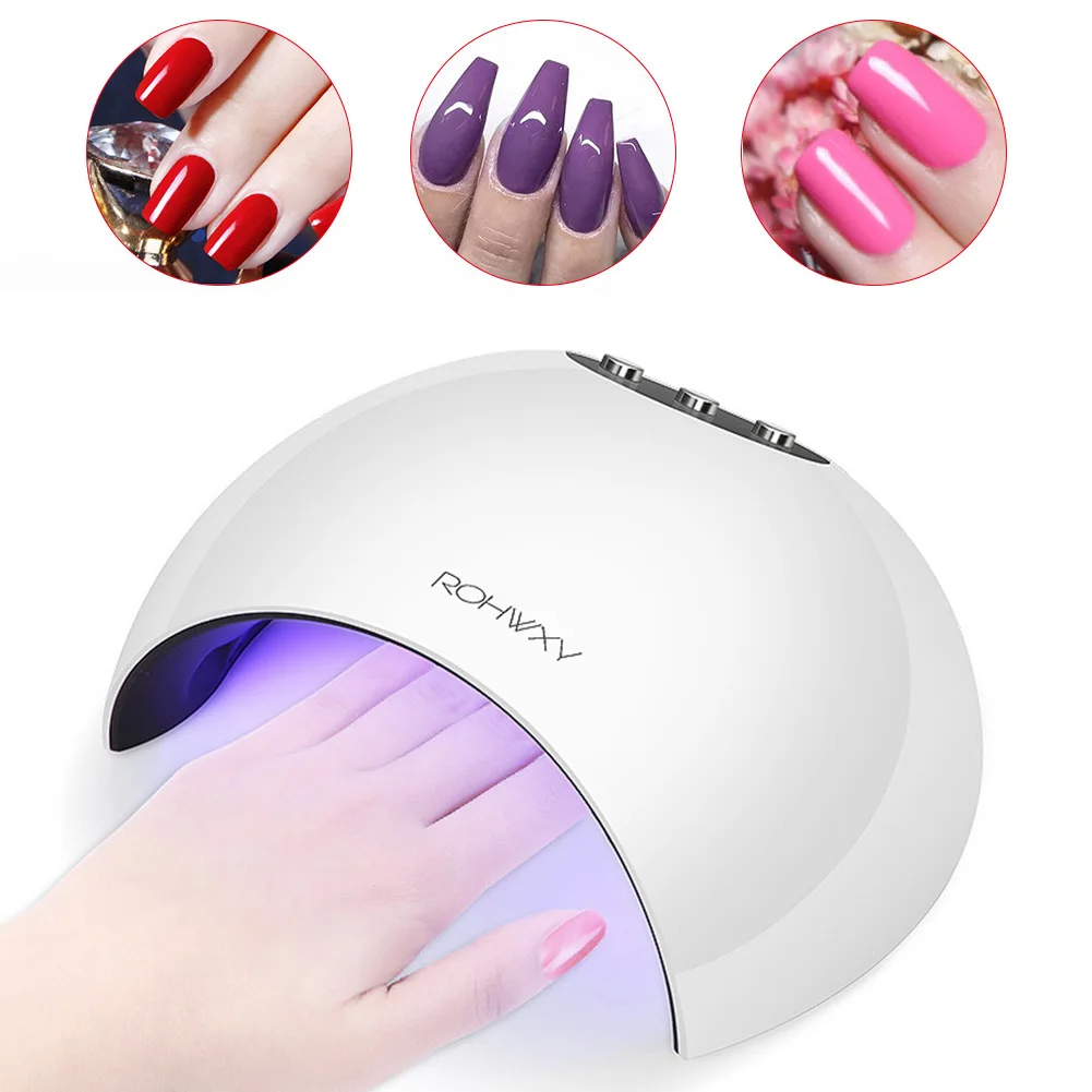 24W LED Nail Dryer With Timer UV Lamp Rechargeable Gel Polish Curing