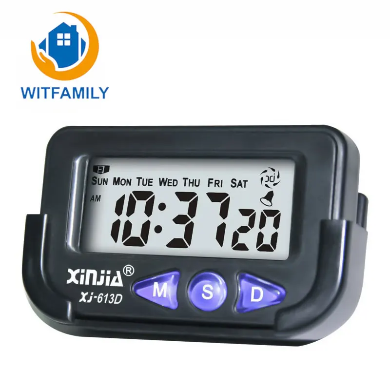 

black 3" Screen Digital Electronic Alarm Clock Car Automotive Stopwatch Portable Snooze Report Punctually LCD Display Clock