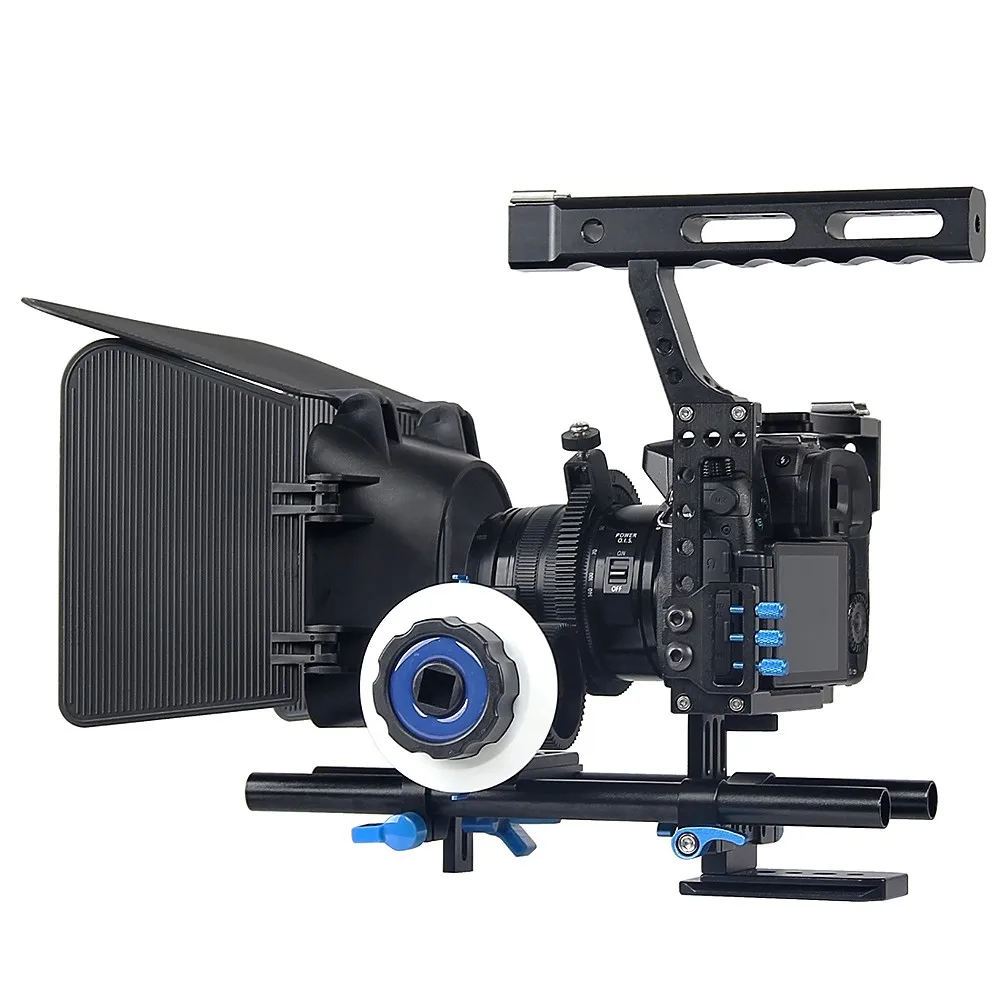 3 in 1 DSLR Handle Stabilizer  Rig Camera Cage+Follow Focus+Matte Box Kit For Sony A7S A7 A7R A7RII A7SII Lumix GH4 (3)