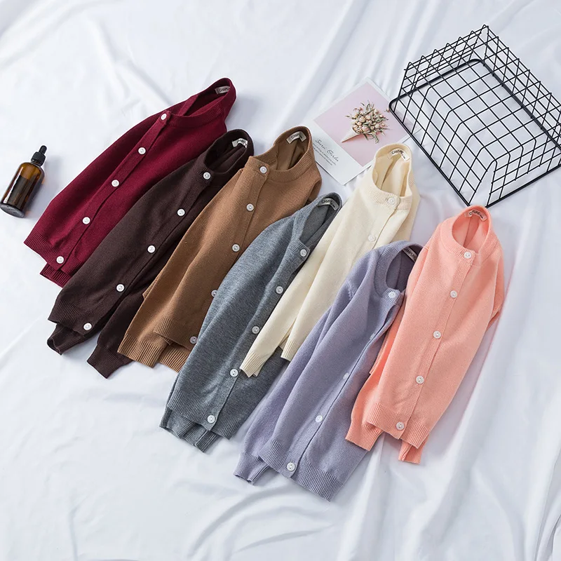 

2019 Spring Autumn Knitted Cardigan Baby Boy Girl Sweater Soft Solid Color Kids Ribbed Sweaters 1-7 Years Baby Knit Sweater
