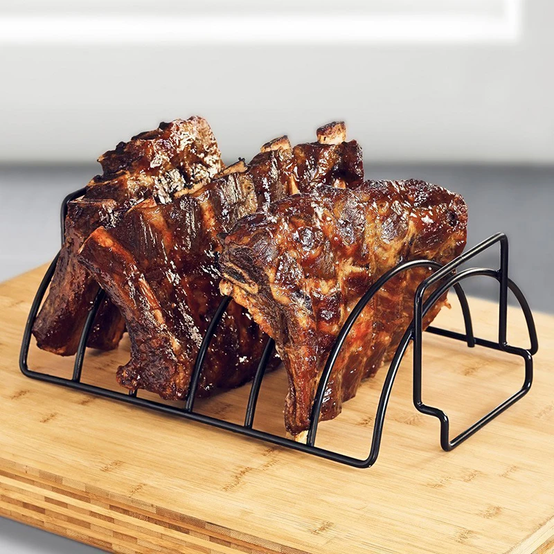 

Non-Stick Steak Holders Rack BBQ Tools Grill Stand Barbecue Roasting Rib Roast Rack Shelf Kitchen Accessories Grilling Basket