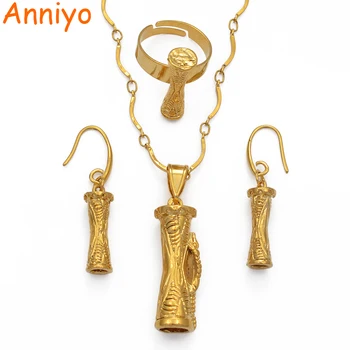 

Anniyo Papua New Guinea Drum Pendant Necklaces Earrings Ring Traditional PNG Style Kundu Jewelry sets #115506