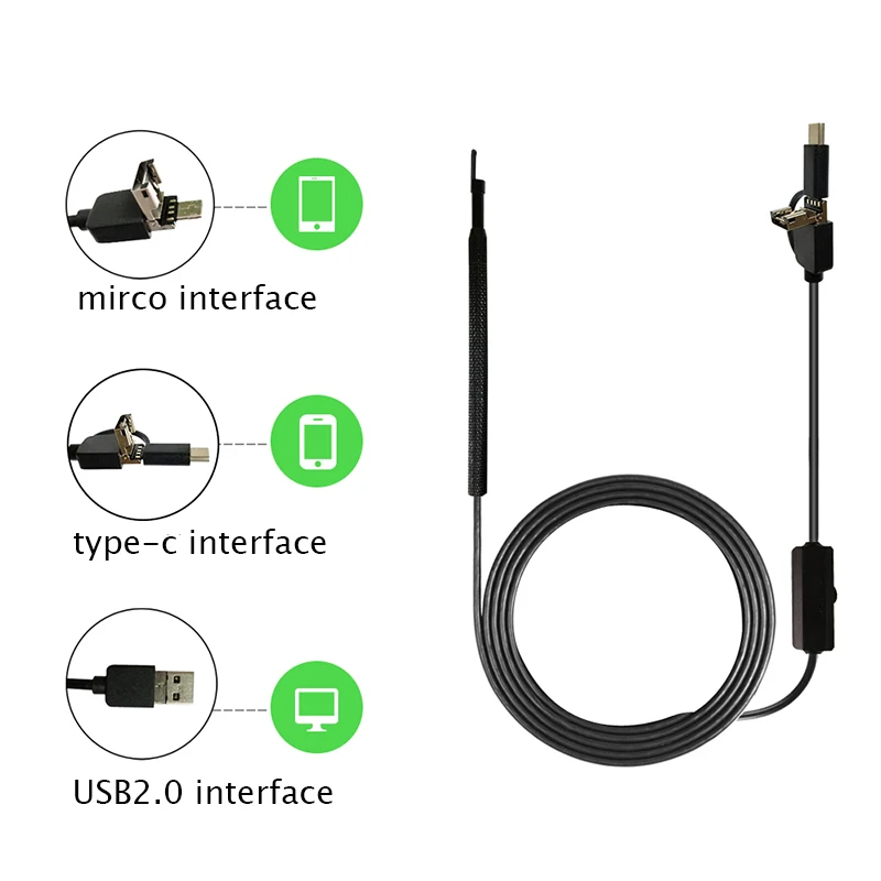 

3 in 1 USB OTG Visual Ear Cleaning Endoscope Spoon Functional Diagnostic Tool Ear Cleaner Android type-c Camera Ear Pick