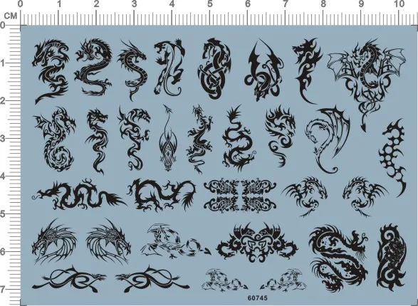 

Different Scales Types 1/24 1/18 1/12 1/10 Dragon Model Water Slide Decal Black