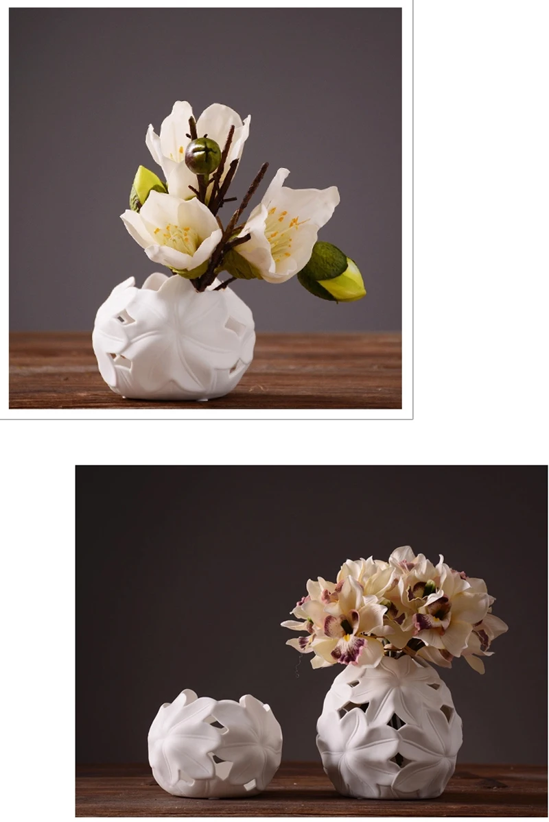 Белый керамика модная ваза цветок лотоса вазы porcelon ремесла Настольный декоративные центральные части для свадеб домашний декор