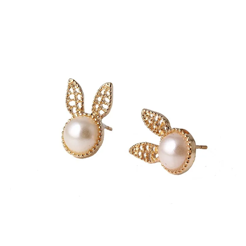 gold color earing women small earings for girls aros boucle d'oreille double rabbit stud animal earrings for women E2332 17 gold color earing women small earings for girls aros boucle d'oreille double rabbit stud animal earrings for women E2332 17