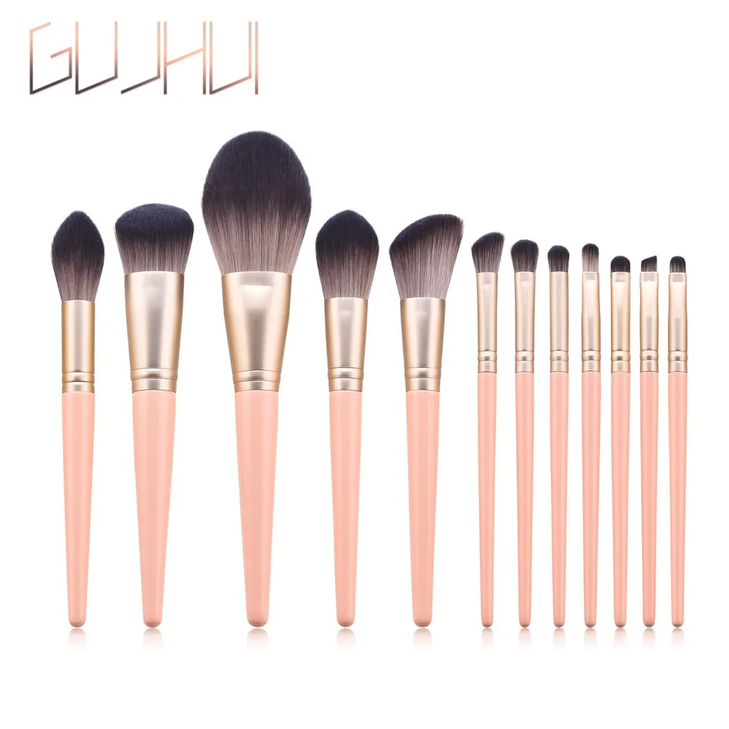 

12pcs Makeup Brush Set Concealer Blush Foundation Make Up Brushes Champagne Gold Handle pincel maquiagem Portable Face Brush Set