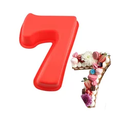 Еда Класс большой антипригарным силиконовые номер 7 торта Пан DIY противень на день рождения и свадьбу Юбилей 7th формы торт