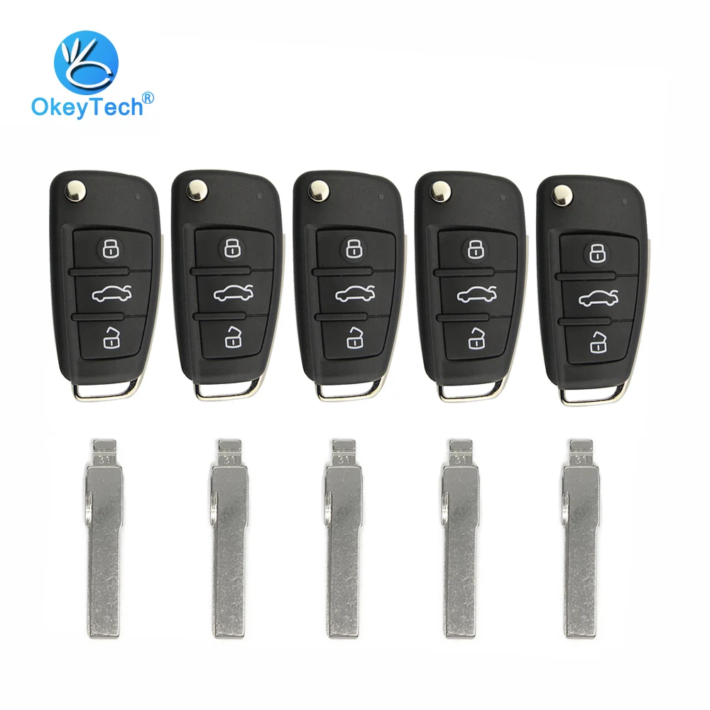 

OkeyTech 5pcs/lot 3 Button B02 KD For Audi A6L B Series Remote Control B02-3 for KD900 URG200 Key Programmer With 5 NO.31 Blade