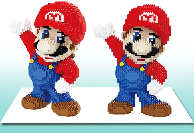 Super Mario Red Figure 3D модель 2497 шт. микро алмазные блоки кирпичи Мини Строительные