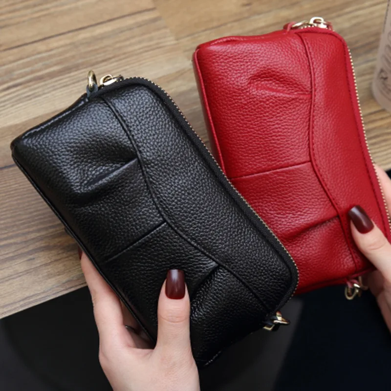 Genuine Leather Women Clutch Bags Female Luxury Small Wallet Handbags