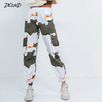 

Leopard High Waist Casual Cargo Pants Women 2018 Autumn Loose Loose Jogger Woman Trousers Harajuku Streetwear Pants Bottom