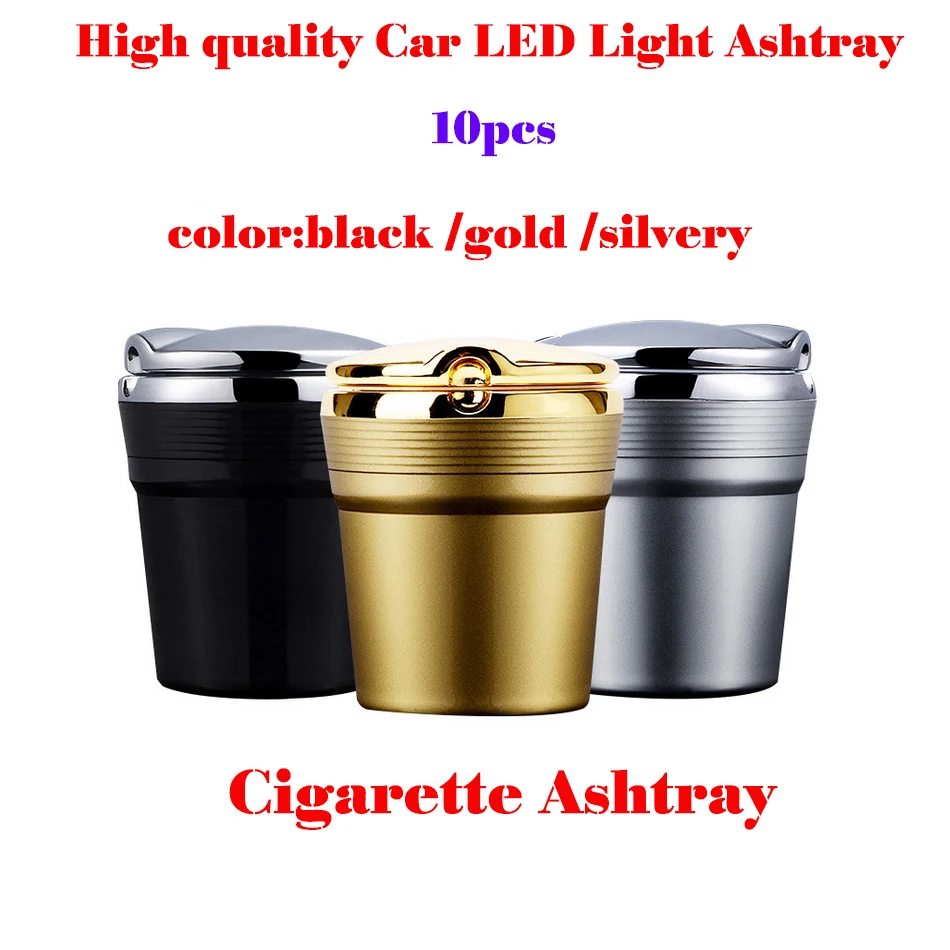 

2017 New 10x Cylinder Cup Holder Cigarette Ashtray Portable Auto Car Smokeless Stand with Blue LED Light Wholesale Free Shipping