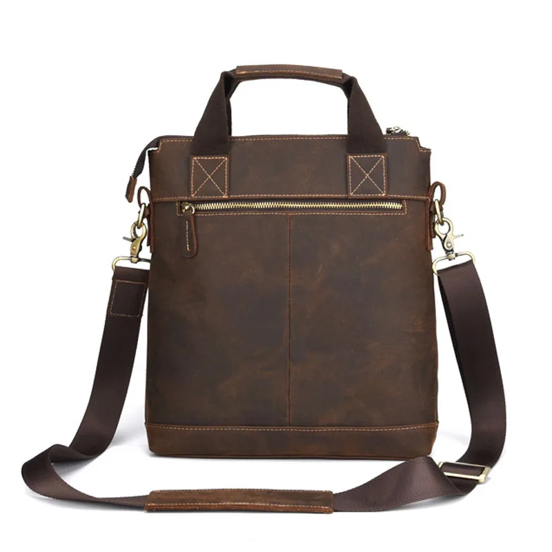 AETOO New retro business handbag crazy horse leather briefcase shoulder diagonal Messenger bag shoulder diagonal package